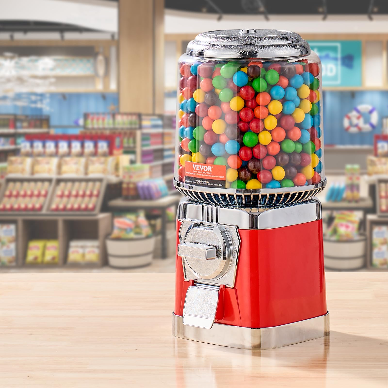 Máquina Gumball Vevor 16h Home Candy Vending Pc Vermelha 4,8 L