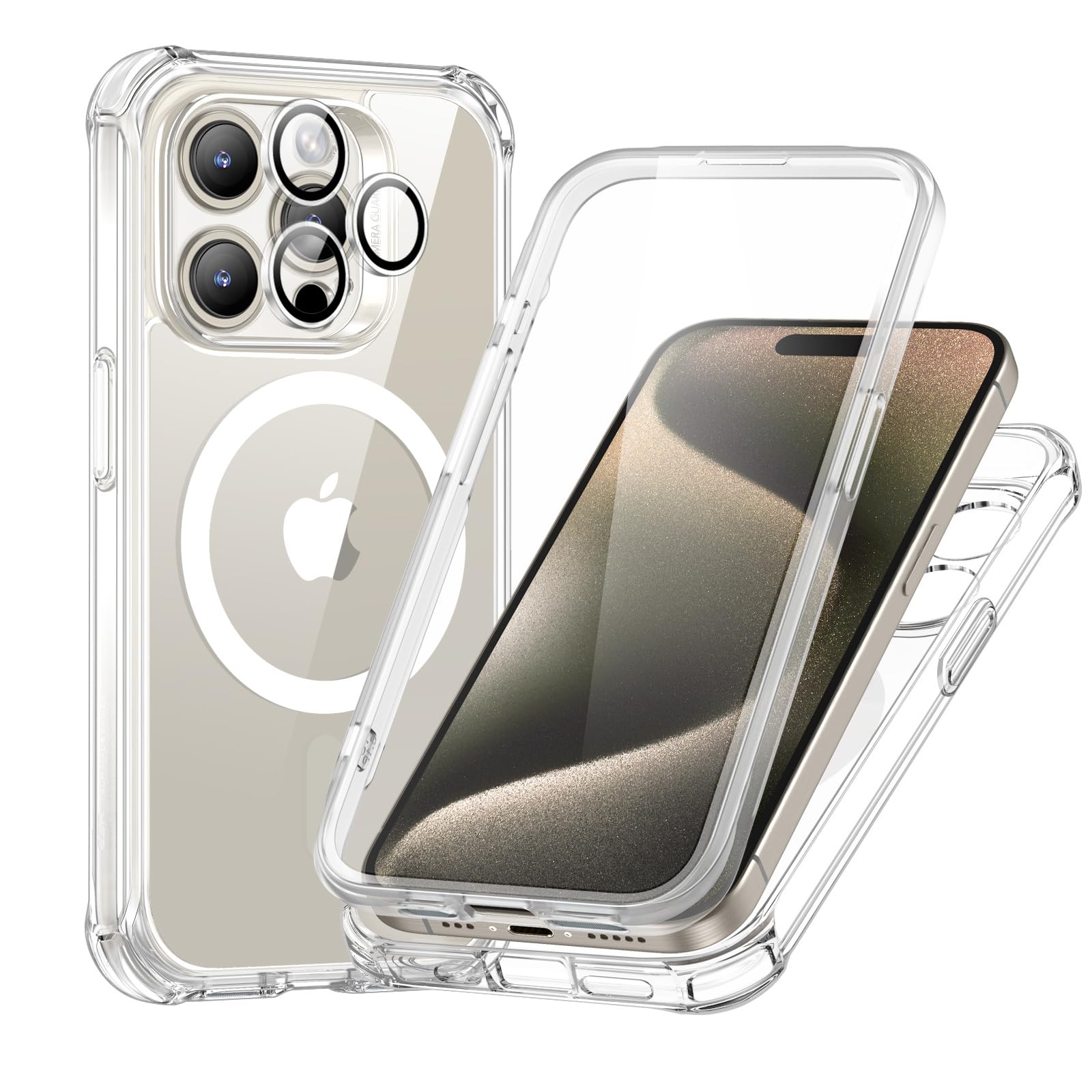 Capa De Telefone Esr Para Iphone 15 Pro Max Com Vidro Temperado Transparente