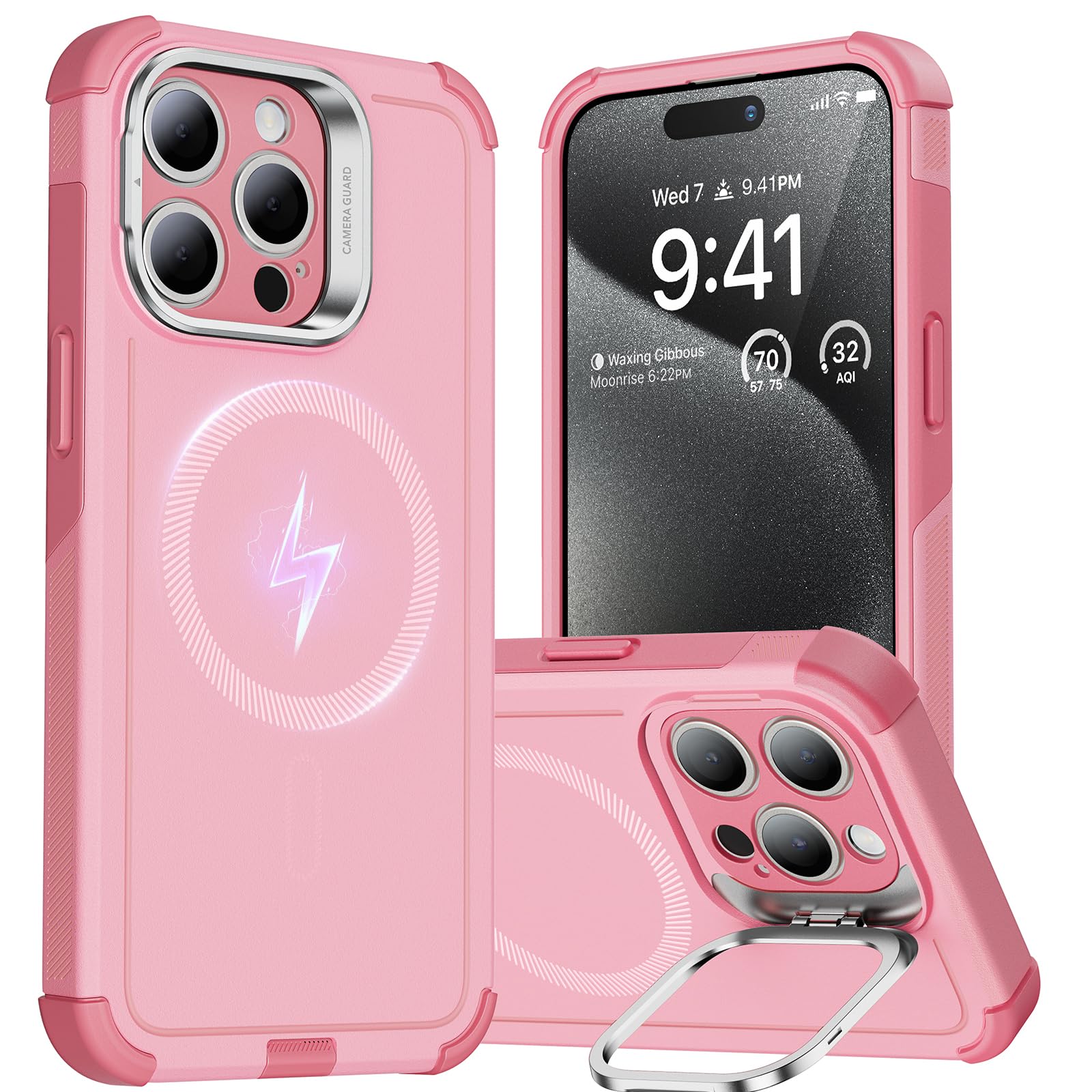 Capa De Telefone Esr Cyber Series Com Suporte Para Iphone 15 Pro Rosa
