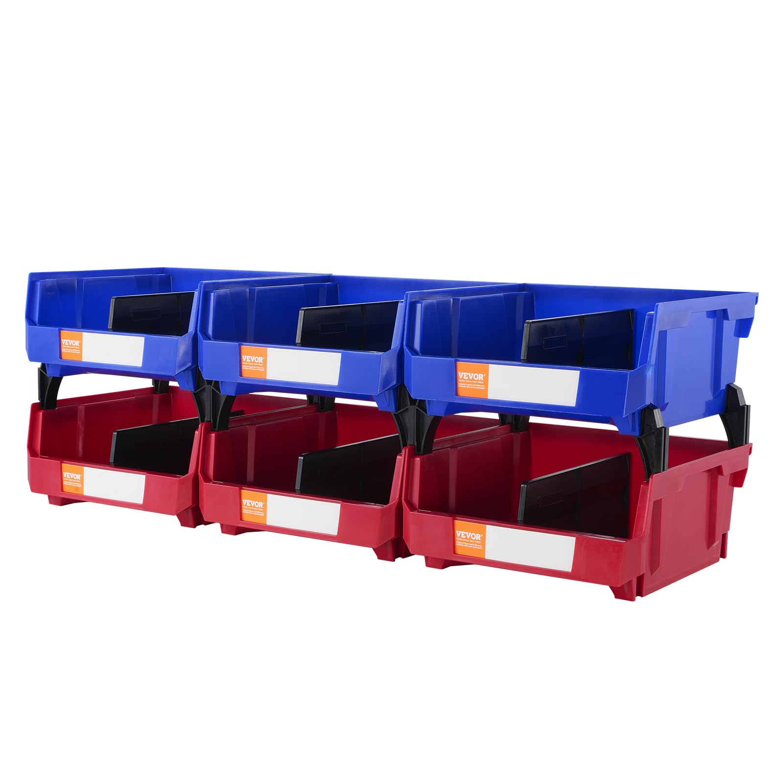 Caixas De Armazenamento Vevor Plastic Empilháveis, Pacote Com 6, 28x28x13cm, Vermelho/azul