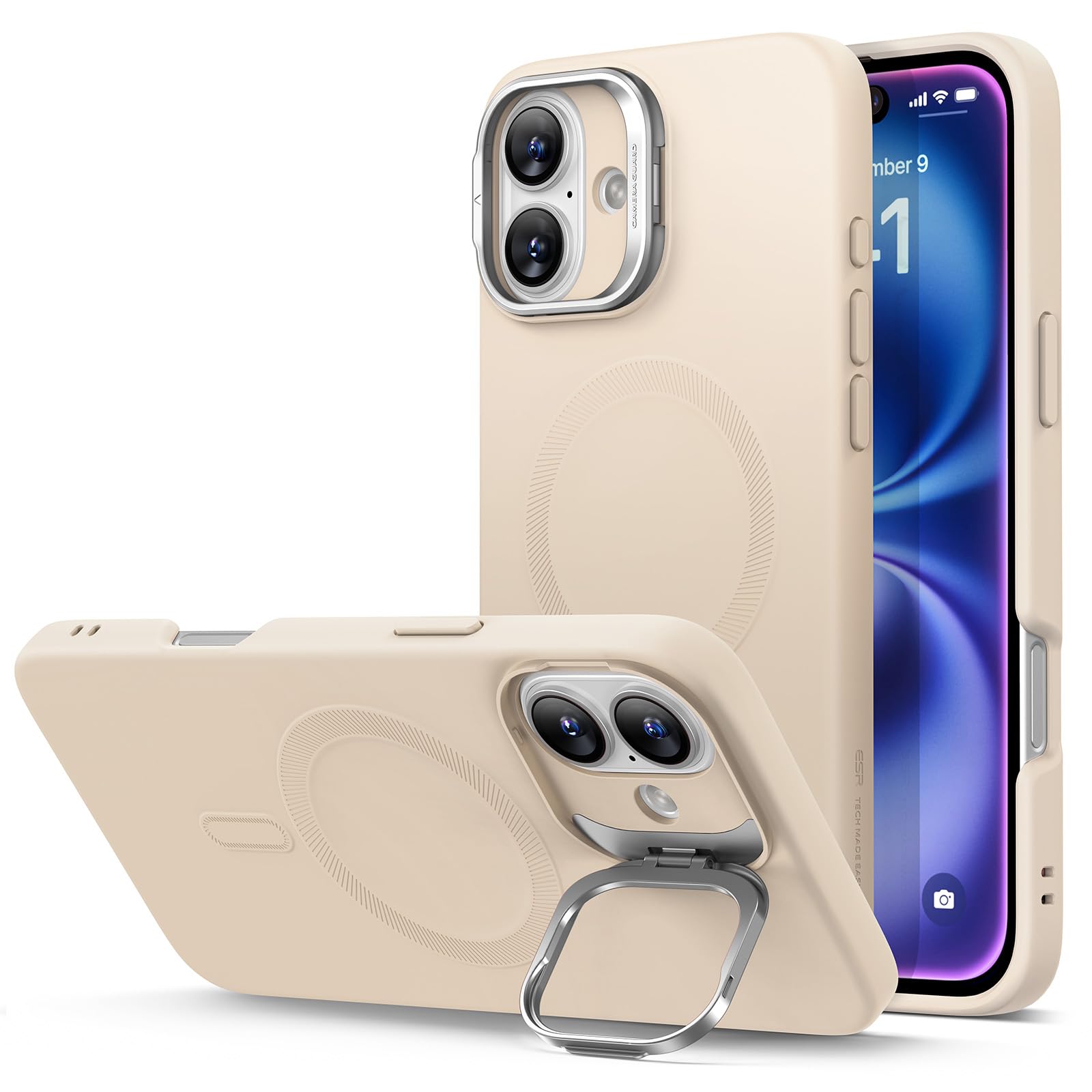 Capa De Telefone Esr Para Iphone 16 De Silicone Com Suporte Magsafe Light Tan