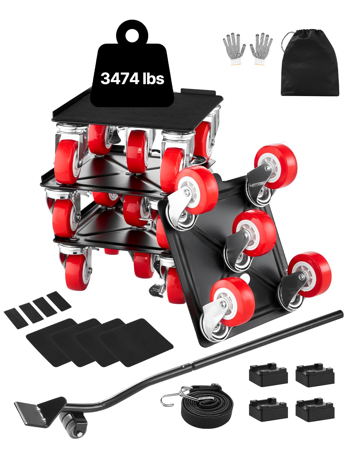 Mobiliário Dolly Vevor Carga Máxima 1575 Kg Com 5 Rodas