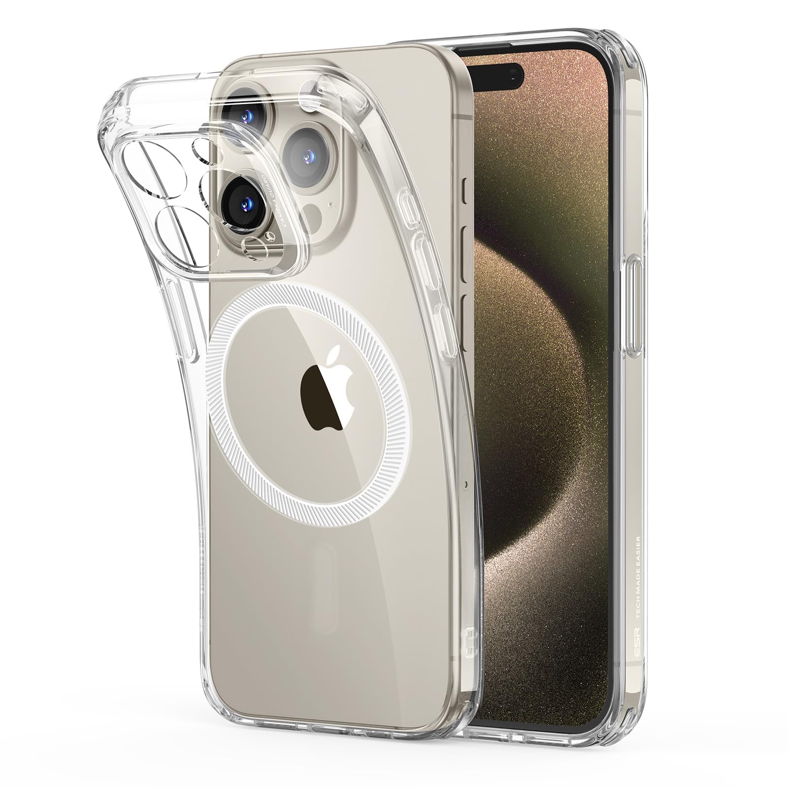 Capa De Telefone Esr Para Iphone 15 Pro Transparente, Compatível Com Magsafe