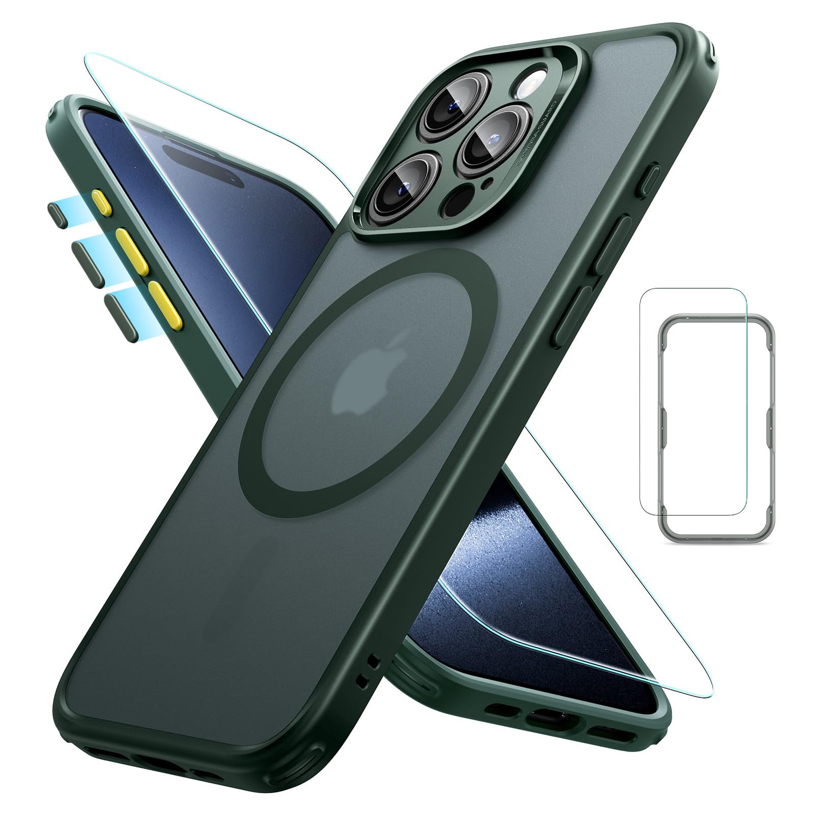 Conjunto De Capas Esr Para Iphone 15 Pro Max Com Protetor De Tela Verde