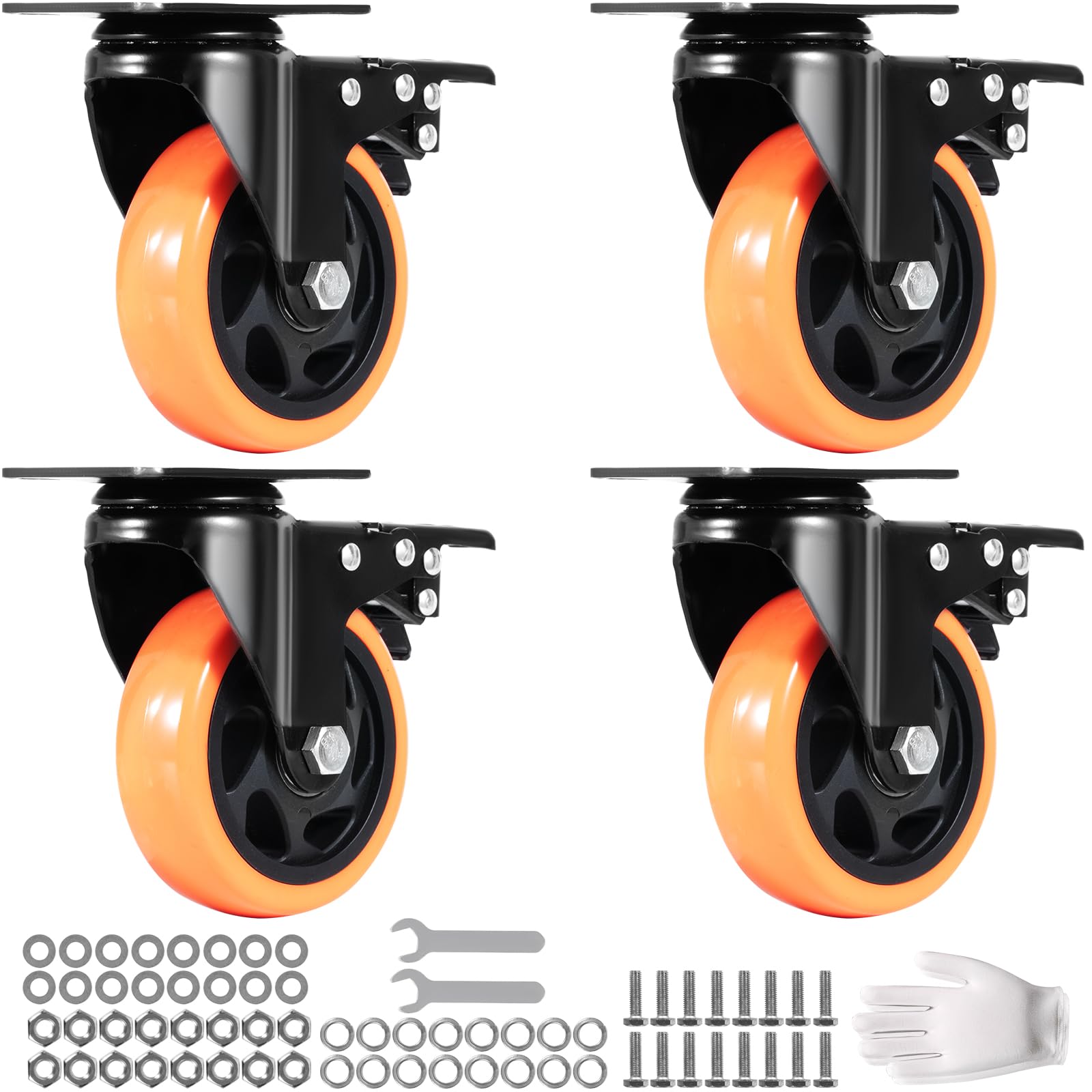 Conjunto De Placas Giratórias Caster Wheels Vevor De 4 Polegadas Com 4 160 Kg De Carga
