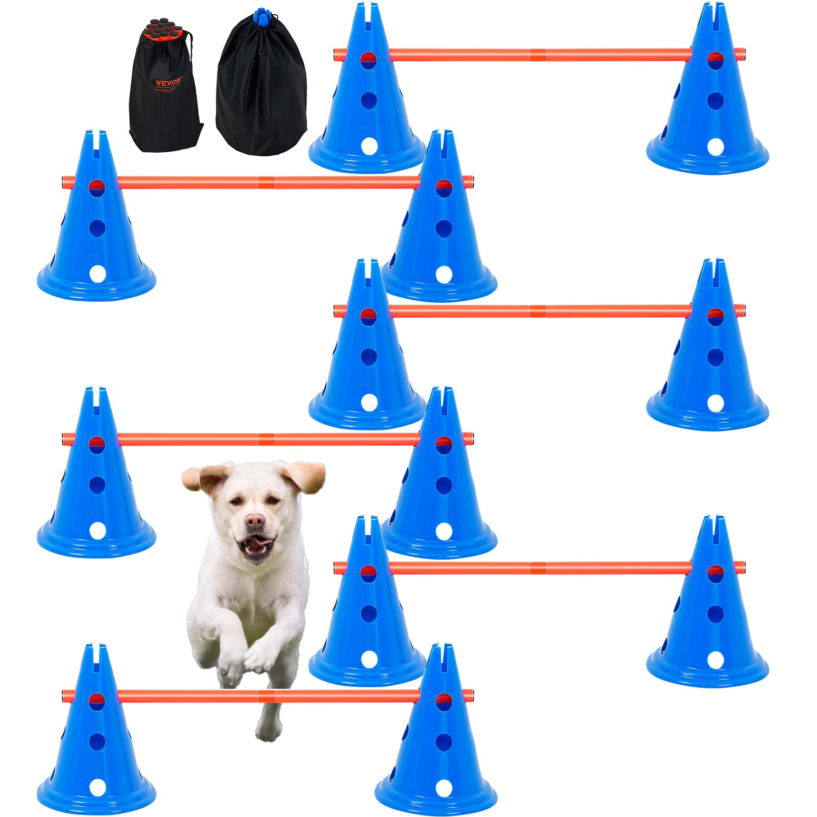 Conjunto De Cones Dog Agility Hurdle Vevor Com 12 Cones E 6 Hastes