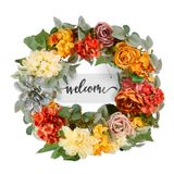 Coroa De Primavera Vevor, Hortênsia Artificial De 60 Cm Com Placa De Boas-vindas