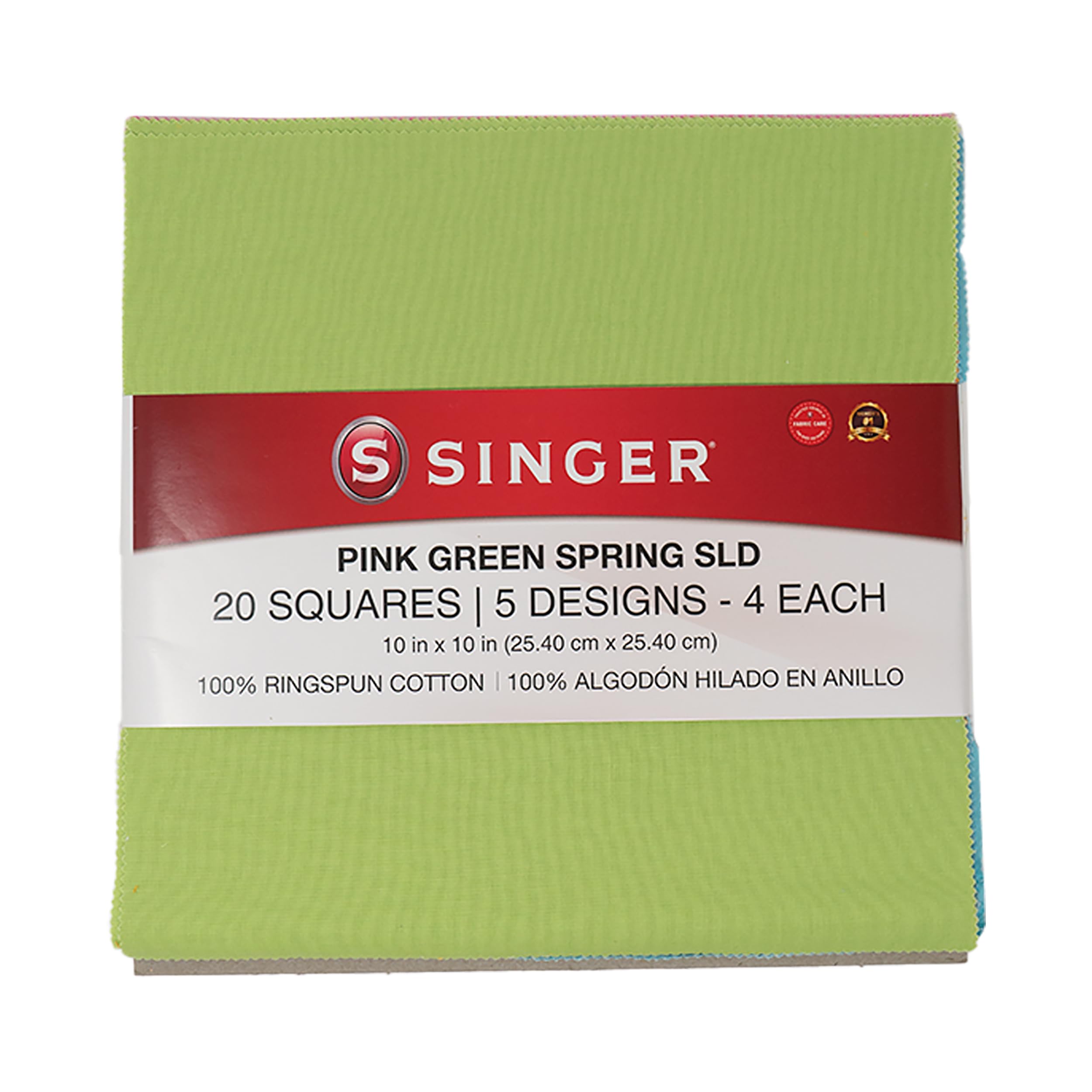 Tecido Charm Square 100% Algodão Singer Pink Green Spring