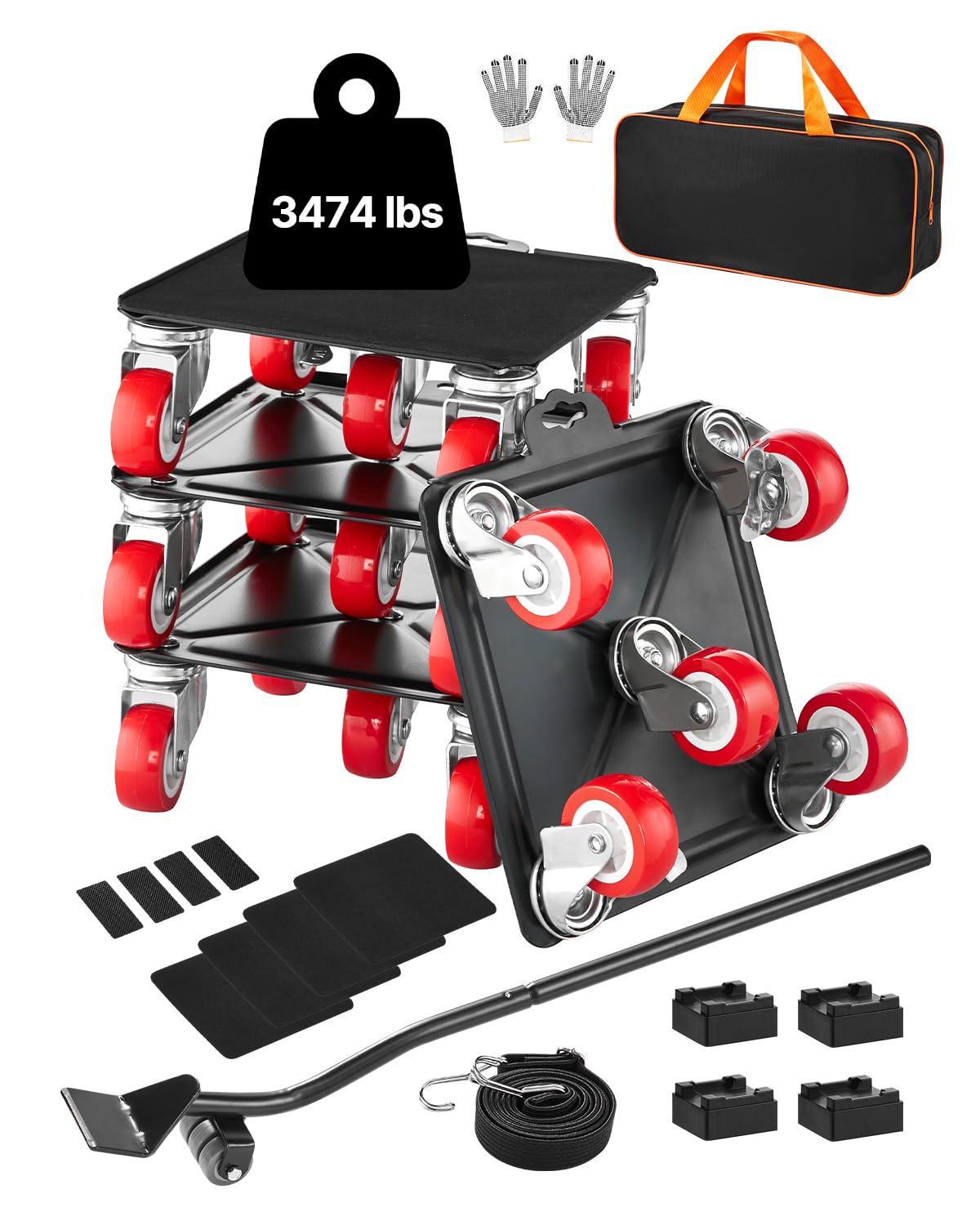 Mobiliário Dolly Vevor Carga Máxima 1575 Kg Com 5 Rodas