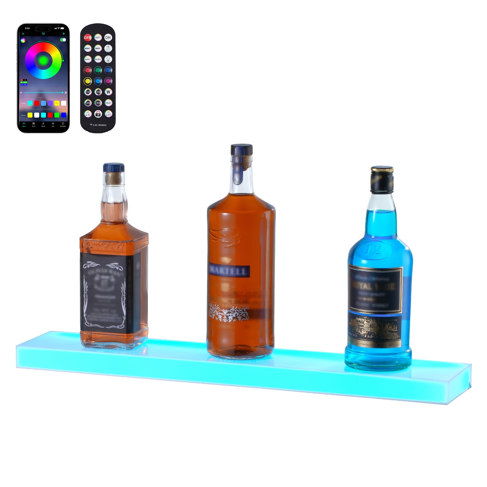 Display De Garrafa De Licor Iluminado Por Led Vevor, Suporte De Parede De 1 Nível E 60 Cm