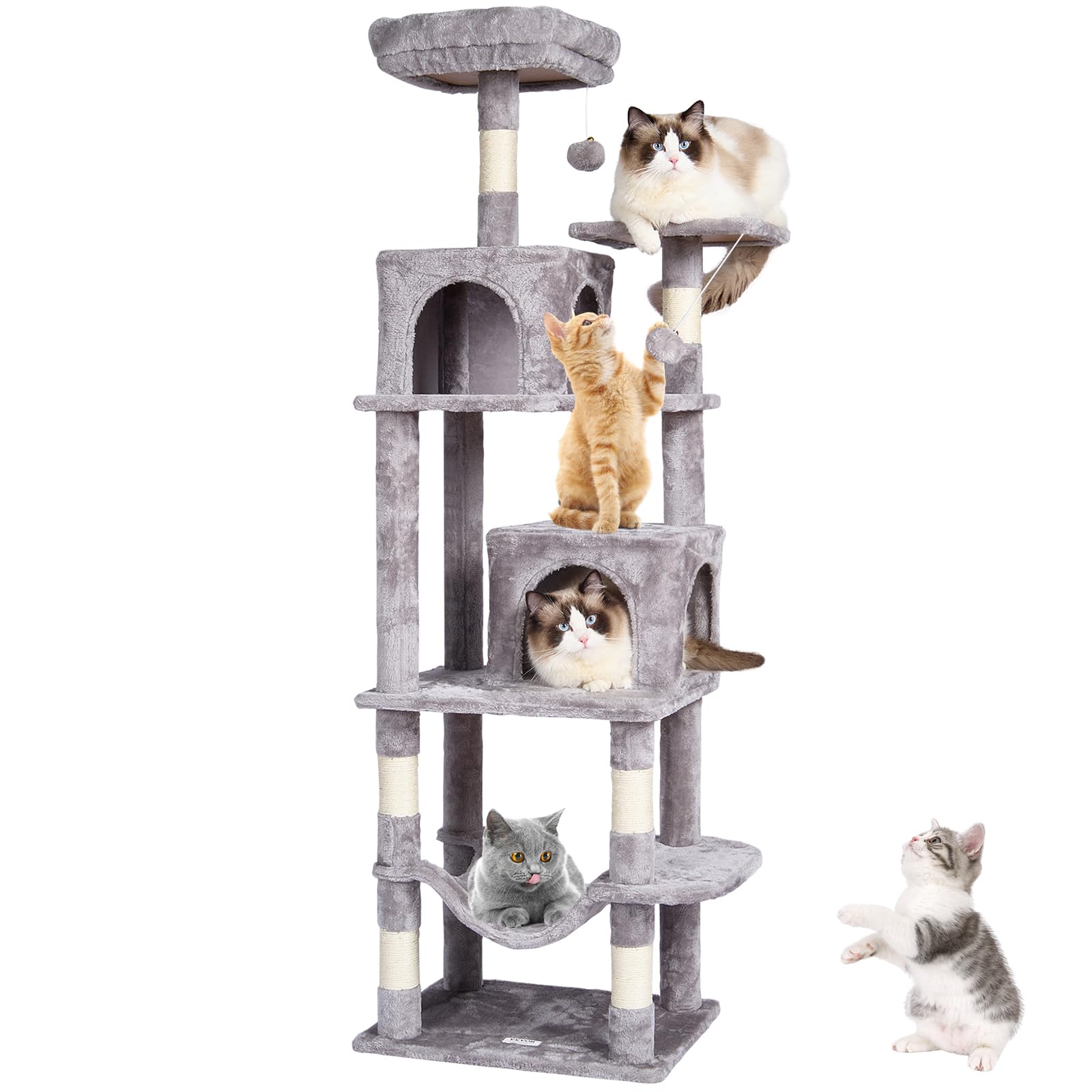 Cat Tree Vevor De 63 Polegadas Com 2 Condomínios Para Gatos, Arranhador