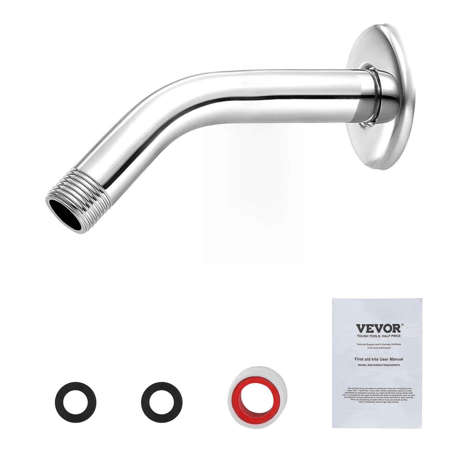 Braço De Chuveiro Vevor De 6 Polegadas Montado Na Parede Em Aço Inoxidável Cromado