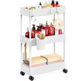 Carrinho De Armazenamento Rolante Pipishell Slim Para Banheiro Branco