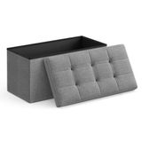 Banco Otomano De Armazenamento Songmics Dobrável 76x38x38 Cm Cinza Claro