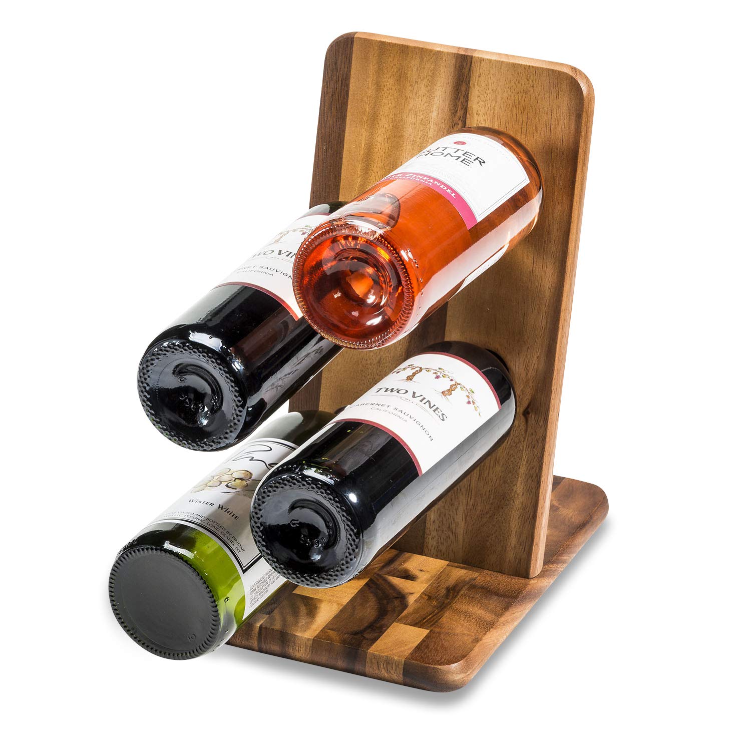Suporte Para Garrafas De Vinho Kalmar Home Floating 4 Garrafas De Madeira De Acácia