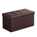 Banco Otomano De Armazenamento Dobrável Songmics Brown Faux Leather