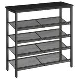 Sapateira Hoobro De 5 Camadas Para Entrada De 16 A 20 Pares De Metal Preto