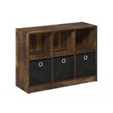 Estante De Armazenamento Furinno Basic 3x2 Com Caixas Âmbar Pinho/preto
