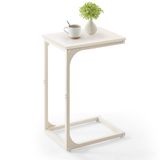 Mesa Lateral Vasagle Em Forma De C Para Sofá, Sala De Estar Branca Creme