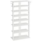 Sapateira Hoobro Vertical De 8 Camadas De Madeira Branca Para 16 Pares