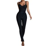 Macacão Bella Barnett Preto Com Decote Em V Bodycon Para Mulheres