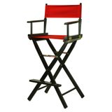 Cadeira Casual Home Director&#39;s Bar Height Preta Com Lona Vermelha