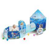 Play Tent Vevor 3 Em 1 Com Túnel, Cesta De Basquete Para Crianças Azul