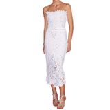 Vestido Bella Barnett Midi Bandage Vintage De Renda Branca Feminina