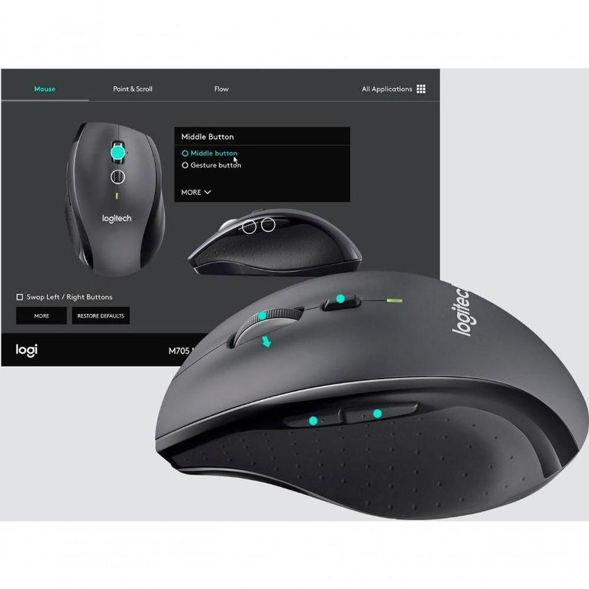 Logitech - Marathon Mouse M705 Mouse Laser Wireless - Preto- - imagem 2