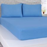 Jogo De Cama Queen Serena 3 Pçs Malha 100% Algodão 158x198x30cm Azul