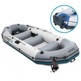 Bote Inflável Intex Mariner 4 C- Par Remos Bomba Barco Pesca E Suporte Motor