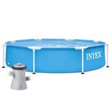 Piscina Estrutural Metal Galvanizado 1.828 Litros Com Bomba Filtrante 220v Intex