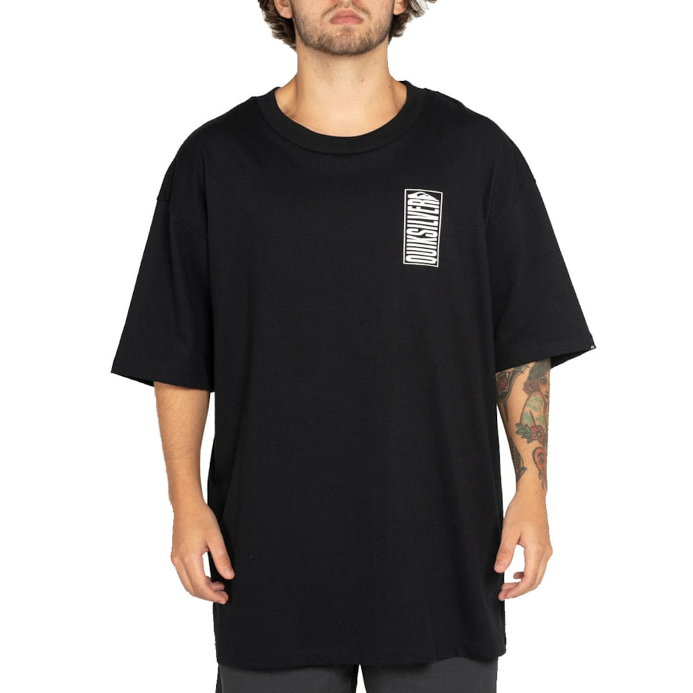Camiseta Oversized Quiksilver Crossed Out Preta