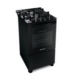 Fogao Brastemp Piso 4 Bocas Preto Com Mesa De Vidro E Grades Duplas De Ferro Fundido (bfo4vae)