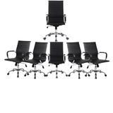 Conjunto Cadeiras De Escritório Moob Boston 5 Cadeiras Diretor E 1 Cadeira Presidente Giratória Com Função Relax Preta