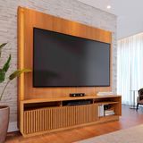 Estante Para Home Theater E Tv Até 75 Polegadas Jordão Com Led 2 Portas Freijó