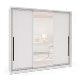 Guarda-roupa Casal Com Espelho Valência 3 Portas 4 Gavetas Branco