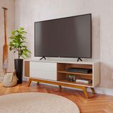 Rack Para Tv Até 60 Polegadas Otawa 1 Porta Off White E Freijó