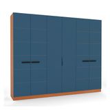 Guarda-roupa Casal Lisboa 6 Portas 4 Gavetas Freijó E Azul