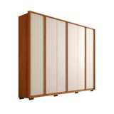 Guarda-roupa Casal Cleo Ripado 6 Portas 4 Gavetas Freijó E Off White