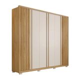 Guarda-roupa Casal Apollo Ripado 6 Portas 4 Gavetas Buriti E Off White