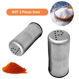 Kit 2 Peças Porta Sal E Pimenta Inox Escovado Design Moderno