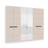 Guarda-roupa Casal Com Espelho Lisboa 6 Portas 4 Gavetas Branco E Creme