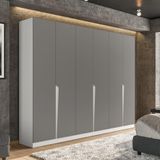 Guarda-roupa Casal Porto 6 Portas 4 Gavetas Branco E Cinza