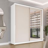 Guarda-roupa Casal Com Espelho Porto 2 Portas 2 Gavetas Branco E Creme