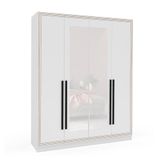 Guarda-roupa Casal Com Espelho Valência 4 Portas 4 Gavetas Branco