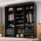 Guarda-roupa Closet Mountier 4 Gavetas Preto