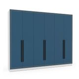 Guarda-roupa Casal Valência 6 Portas 4 Gavetas Branco E Azul