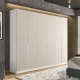 Guarda-roupa Casal Porto 6 Portas 4 Gavetas Branco E Creme