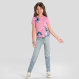 Blusa Meia Malha Infantil Menina Stitch Rosa - Brandili